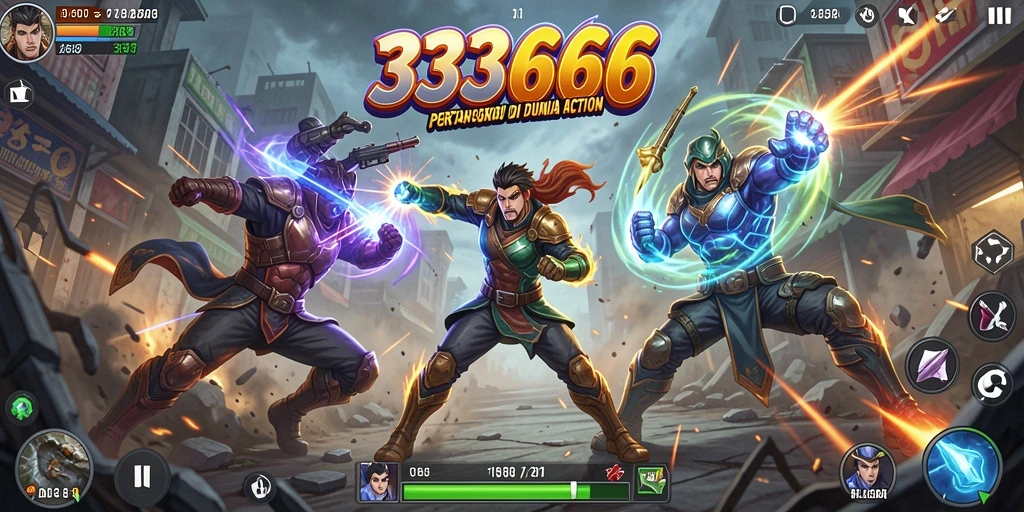 Tangkapan layar utama 333666 menampilkan aksi pertarungan yang dinamis.