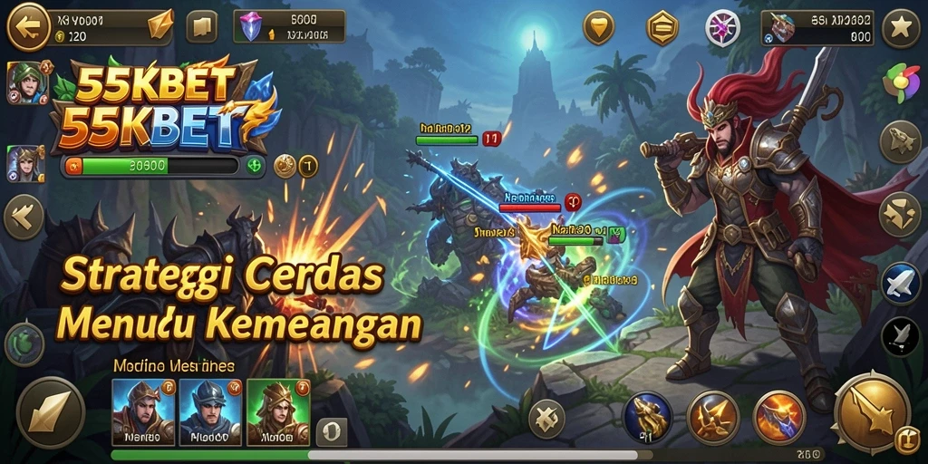 Screenshot menunjukkan gameplay menarik dan taktik strategis di 55KBET.