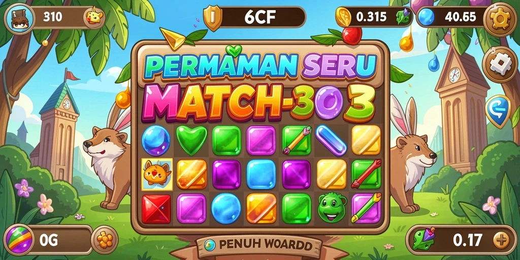 Tangkapan layar 6CF menampilkan gameplay seru dengan warna-warni mencolok.