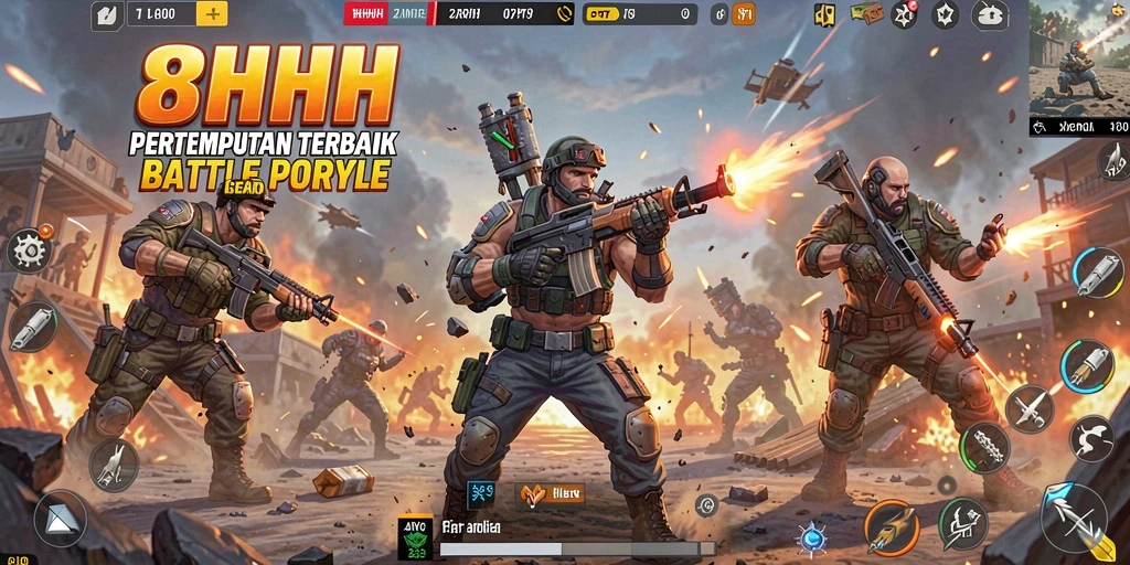 Gameplay seru dari pertempuran di 8HHH Battle Royale.