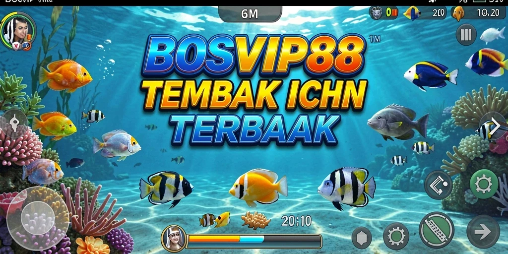 Screenshot gameplay BOSVIP88 menampilkan aksi seru menangkap ikan.