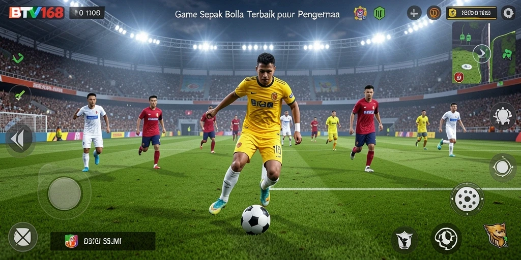 Tampilan gameplay menarik dalam BTV168 dengan aksi sepak bola yang intens.