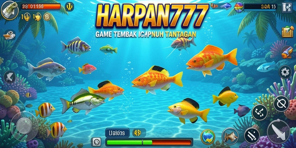 Tampilan gameplay seru Tembak Ikan di HARAPAN777.