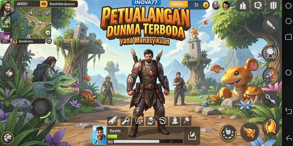 Screenshot gameplay INOVA77 menampilkan dunia terbuka yang luas dan menakjubkan.