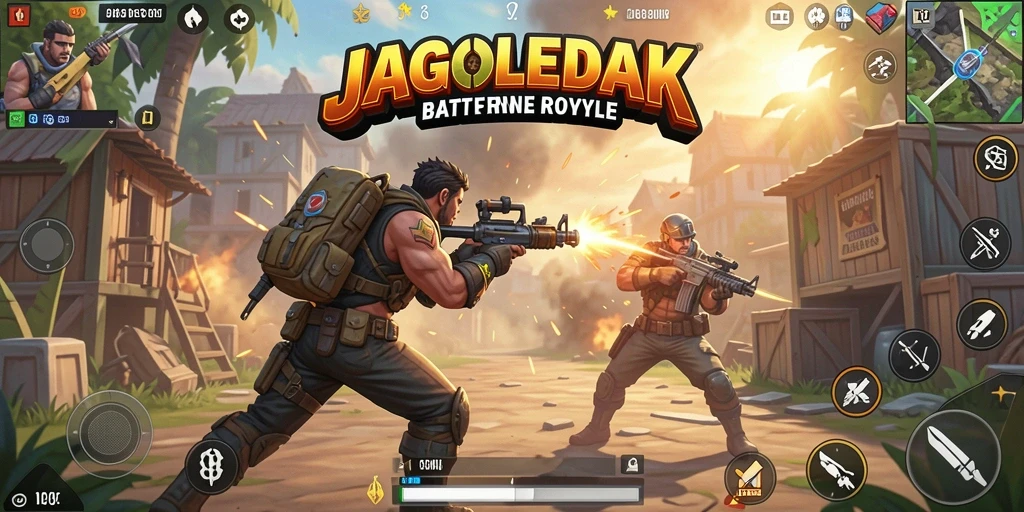 Tampilan seru gameplay JAGOLEDAK di arena Battle Royale.