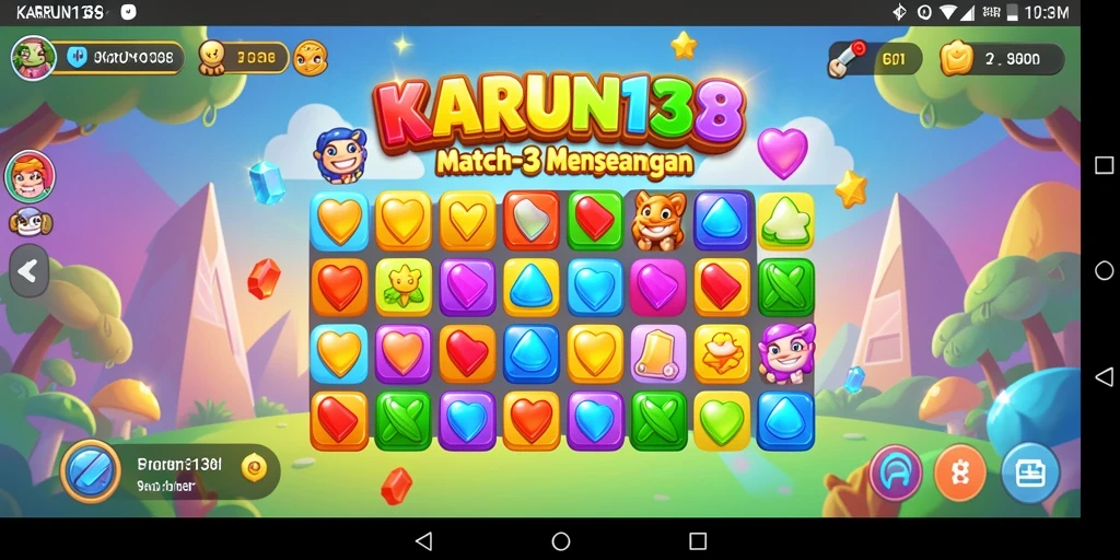 Screenshot utama KARUN138 menunjukkan gameplay Match-3 yang seru dan menarik.