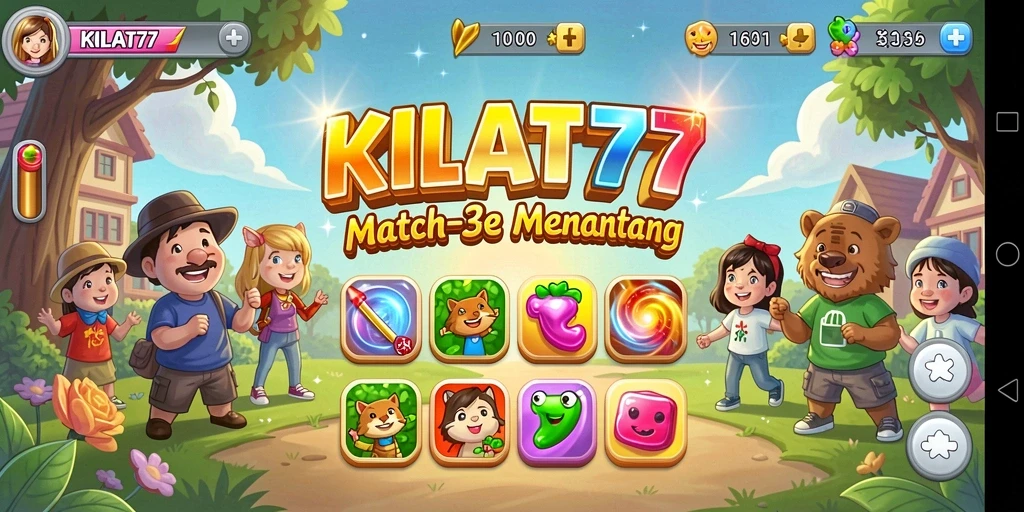 Tampilan seru gameplay Match-3 di KILAT77.