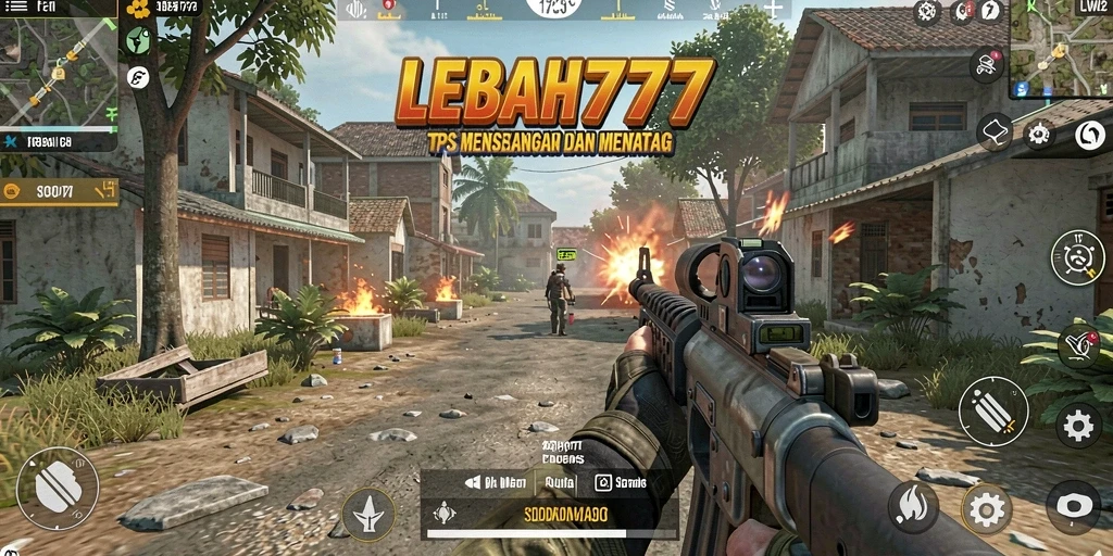 Screenshot utama dari gameplay menembak di LEBAH777.