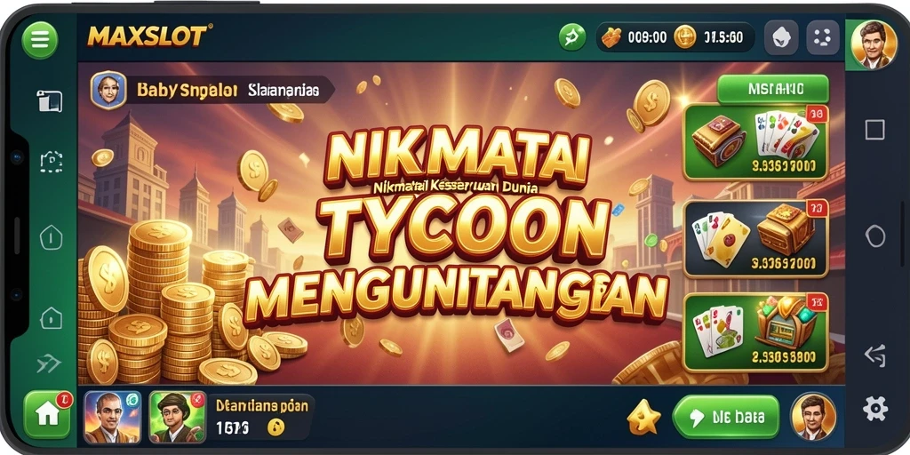 Screenshot gameplay MAXSLOT yang menampilkan transaksi bisnis yang dinamis.