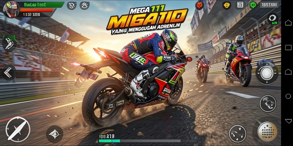 Gameplay seru balapan motor dengan grafik menakjubkan di MEGA111.