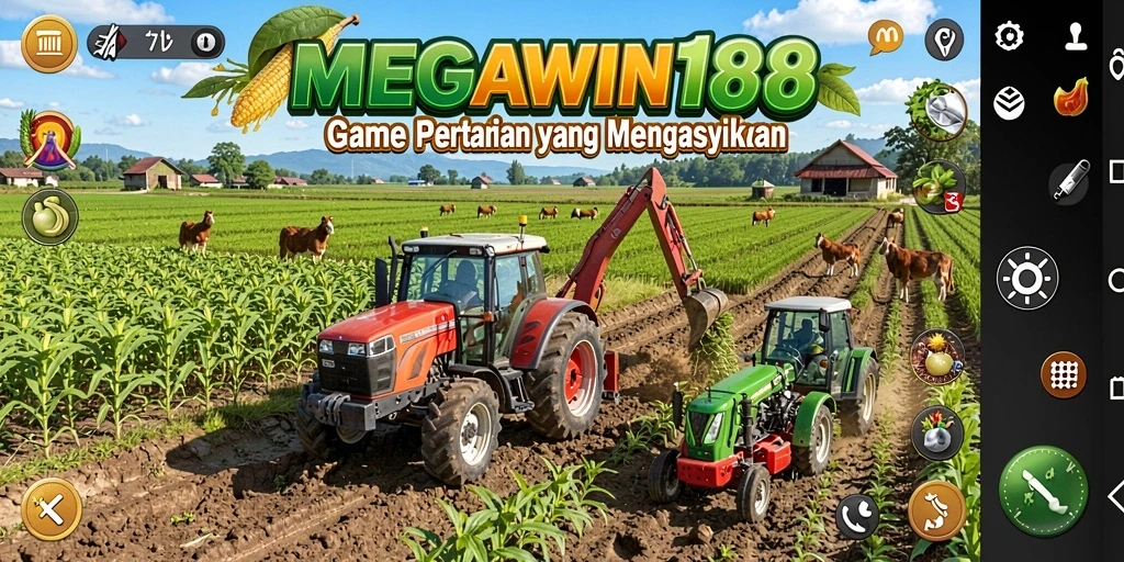 Screenshot gameplay MEGAWIN188 dengan aktivitas bertani yang seru.