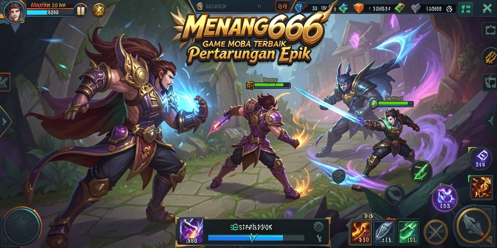 Screenshot utama MENANG666 menampilkan aksi seru dalam pertarungan MOBA.