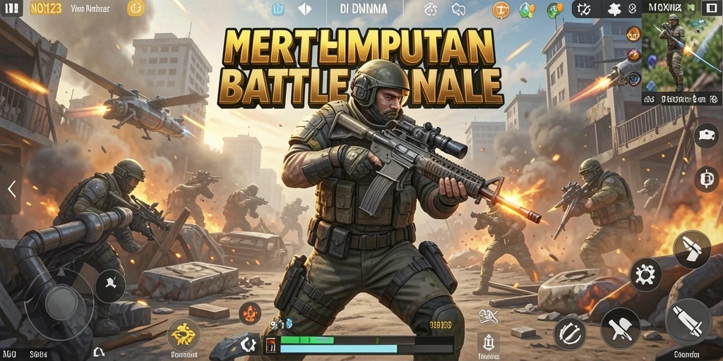 Screenshot menampilkan momen intens dalam gameplay Battle Royale NOX123.