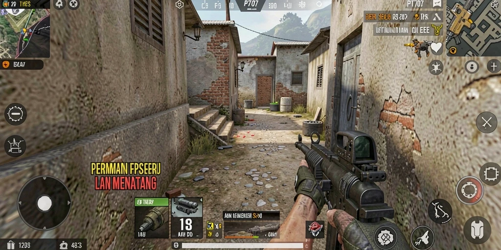 Screenshot gameplay PT707 menampilkan aksi pertempuran yang intens.