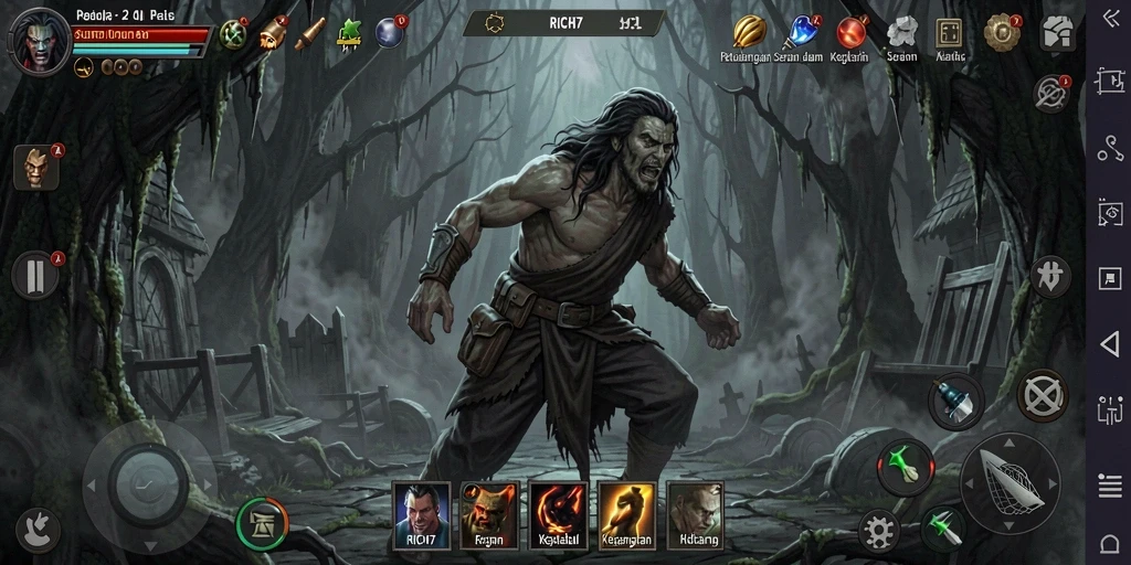 Gameplay menegangkan dalam RICH7 dengan suasana Horror yang mencekam.