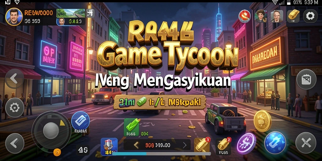 Screenshot gameplay RR44 menampilkan aksi membangun bisnis Tycoon yang mendebarkan.