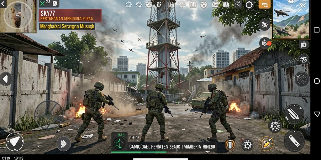 Gameplay SKY77 yang menegangkan dalam mode Tower Defense.
