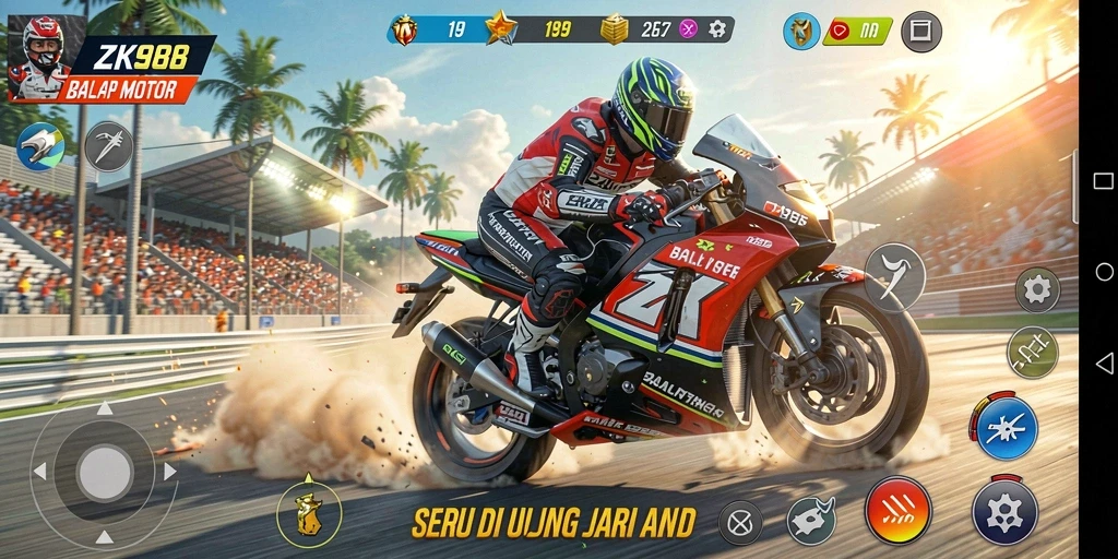 Tampilan menegangkan saat balapan motor di ZK988.